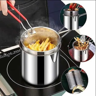 Stainless steel strainer with deep frying pot