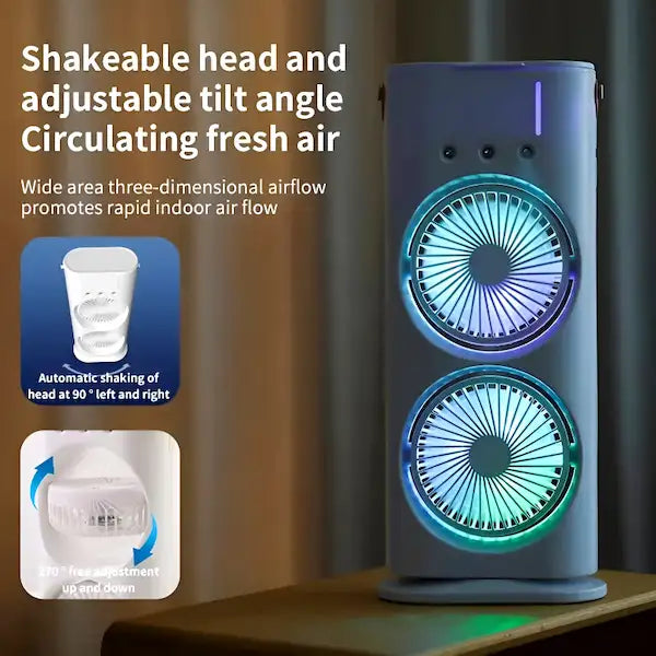 2-in-1 Dual Misting Fan & Air Cooler | Portable Humidifier