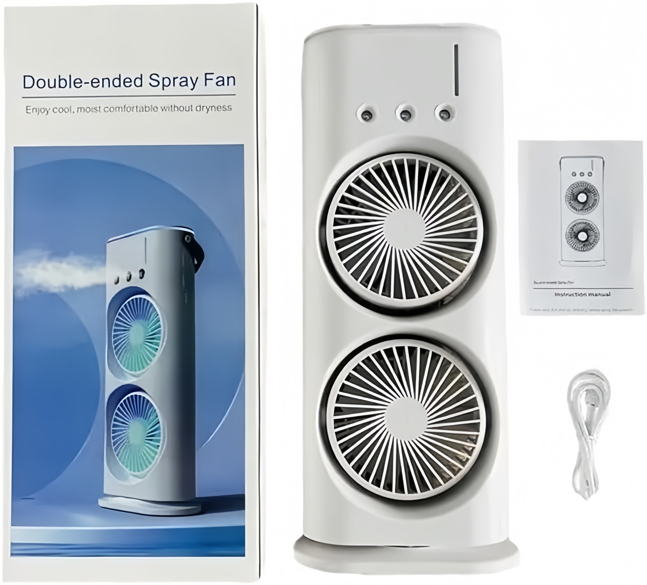 2-in-1 Dual Blade Misting Fan & Air Cooler | Portable Desktop Humidifier