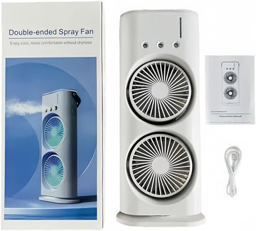 2-in-1 Dual Blade Misting Fan & Air Cooler | Portable Desktop Humidifier