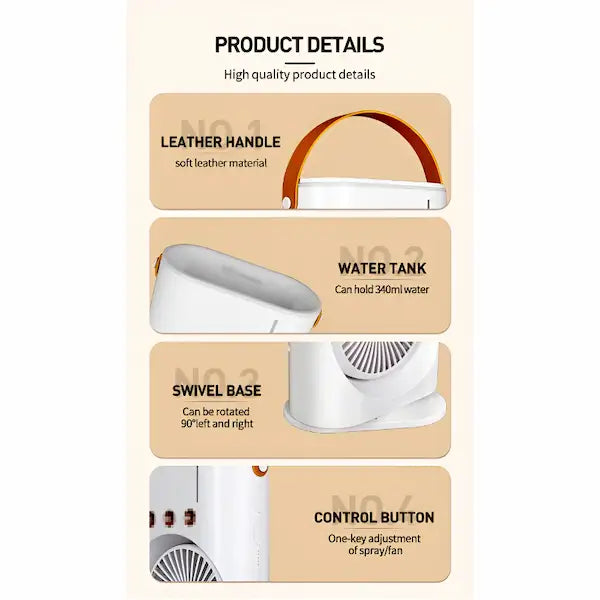2-in-1 Dual Misting Fan & Air Cooler | Portable Humidifier