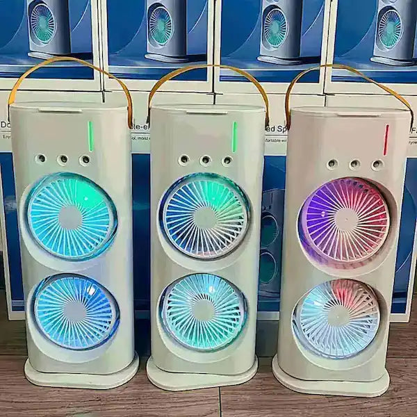2-in-1 Dual Misting Fan & Air Cooler | Portable Humidifier