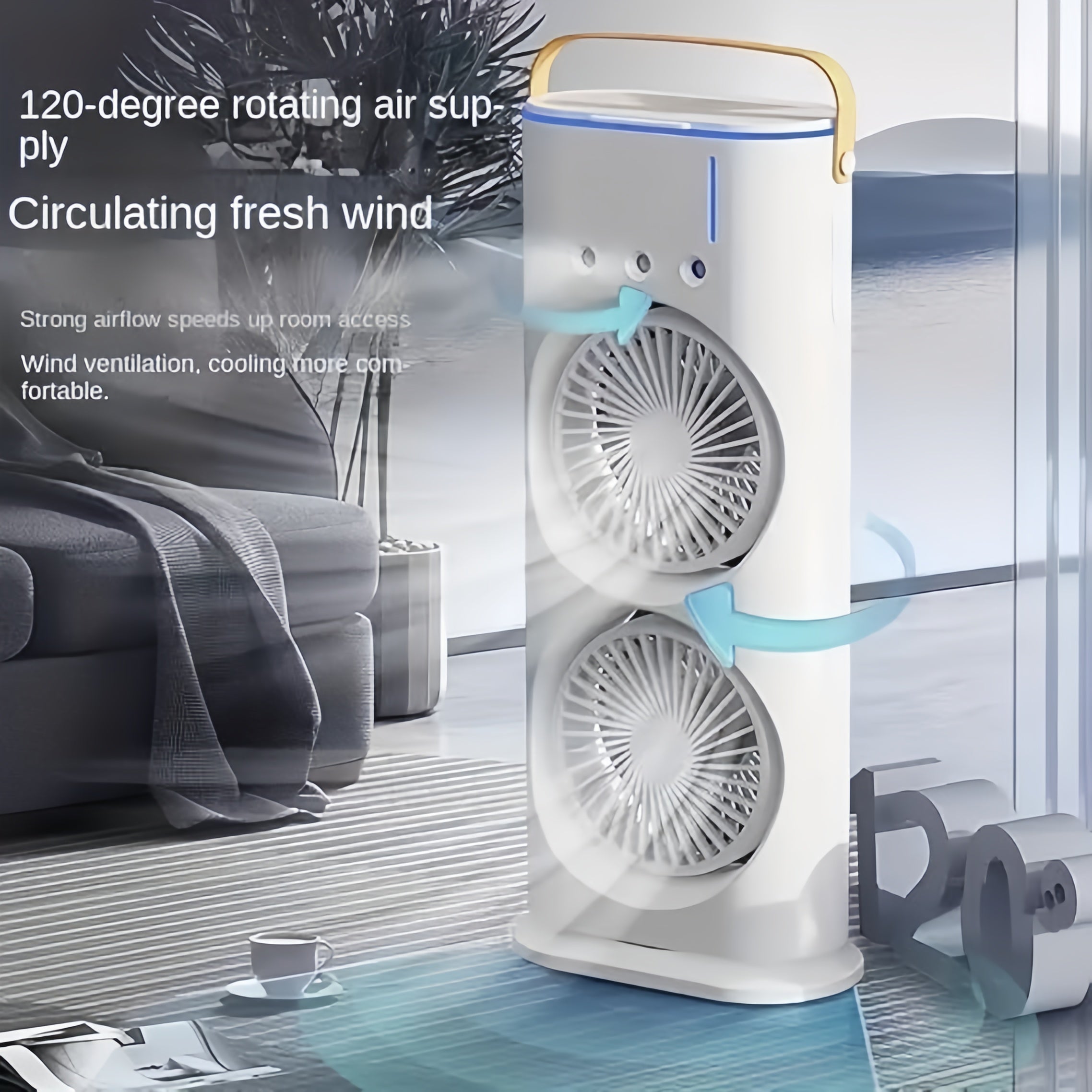 2-in-1 Dual Blade Misting Fan & Air Cooler | Portable Desktop Humidifier